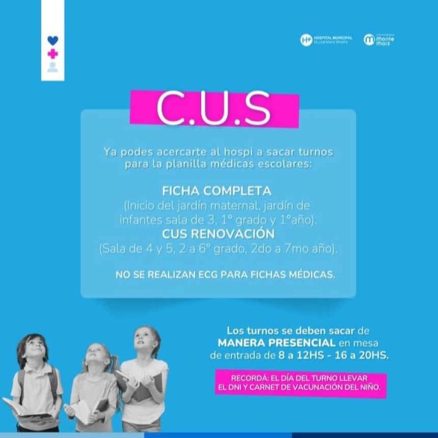 YA SE PUEDE SACAR TURNOS PARA EL C U S EN EL HOSPITAL