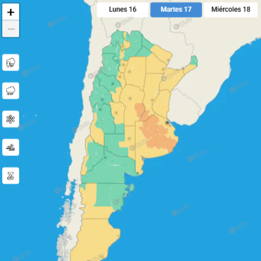 ALERTA METEOROL&Oacute;GICO PARA EL SUDESTE CORDOB&Eacute;S